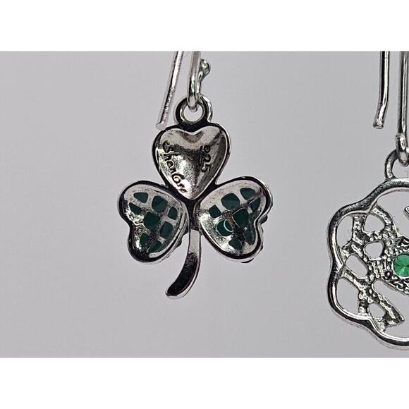 925 Sterling Silver Dangle Earring Lot (2) Celtic & Clover Designs - Picture 5 of 8